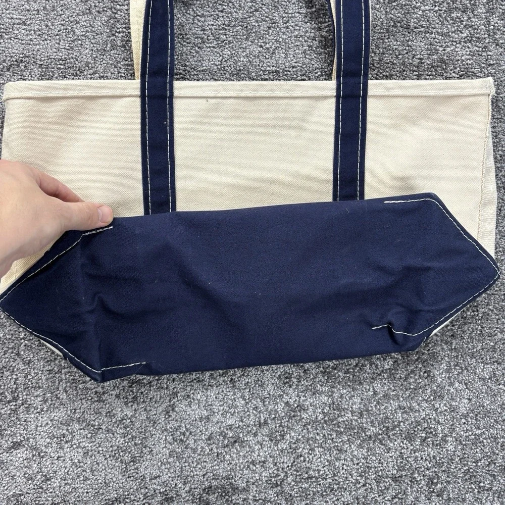 Vintage L.L.Bean Boat And Tote Bag Medium White Blue USA Made El Mirador Sun